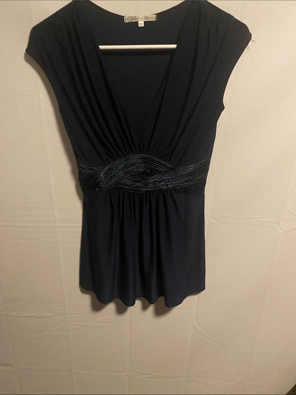 Charlotte Russe Navy Sleeveless V-Neck Draped Top